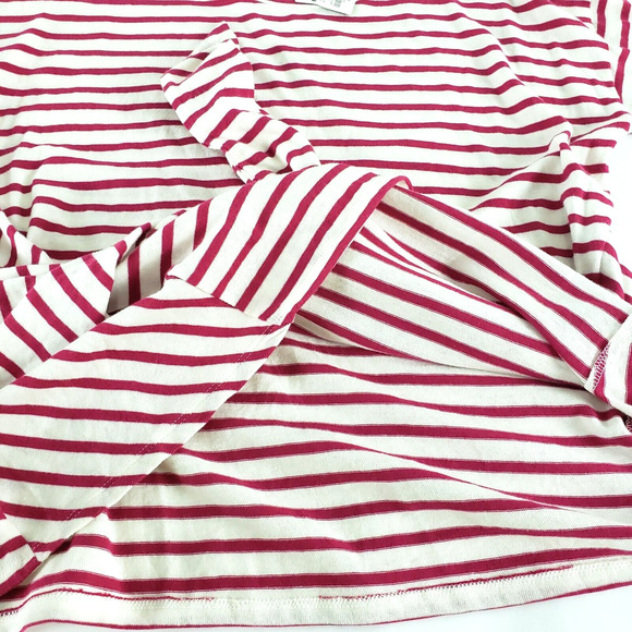 NEW! Express One Eleven SIZE M Red Pink White Stripe Tie Front Blouse 3/4 Sleeve - Picture 7 of 11